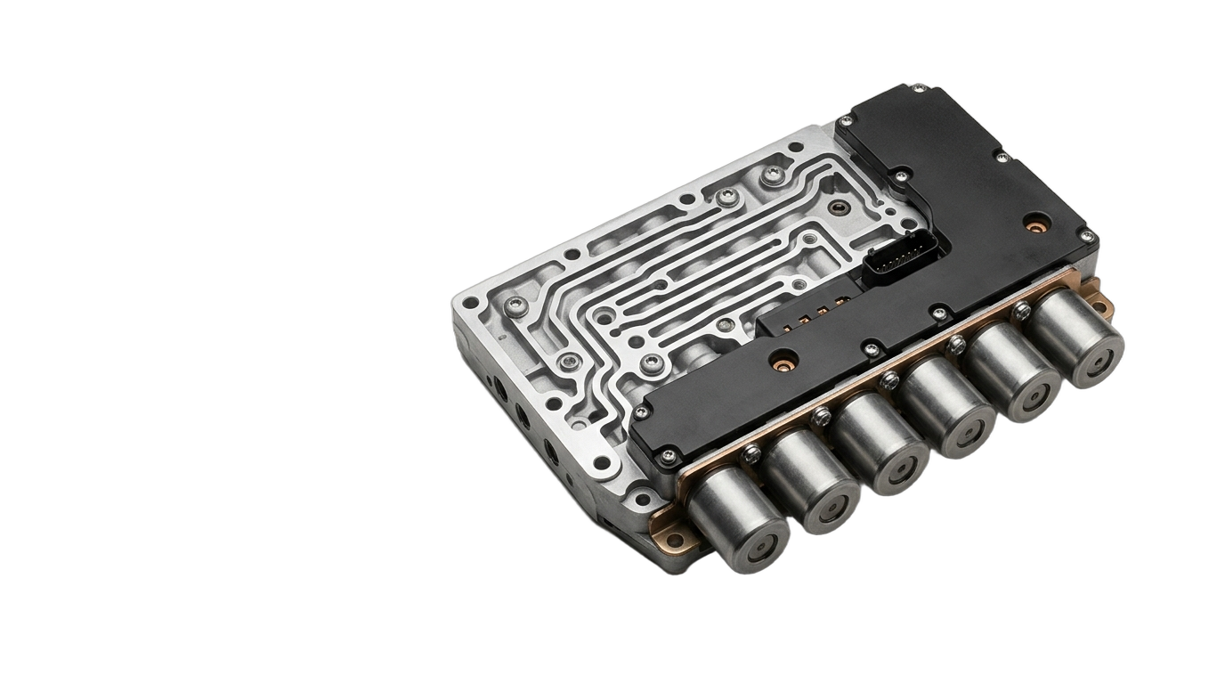 Conjunto mecatrónico de transmisión automática mostrado como un recorte aislado